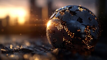 Fototapeta premium A global network represented by a world map point. Depicting the Earth as a network. 3D rendering