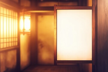 Blank Signboard in Traditional Japanese Setting Provides Customizable Space