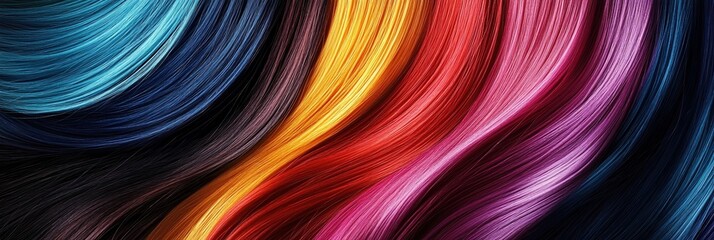 Naklejka premium Fashionable colored hair locks shining in bright light create a vibrant display of hues