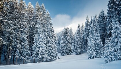 snow covered pine trees in a wintertime forest winter snowy pine trees forest cold tranquil scenic