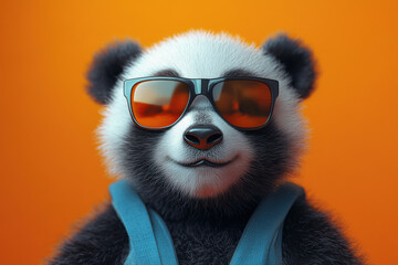 Fototapeta premium Cute Panda Cartoon Character with Stylish Big Glasses