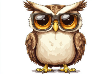 Naklejka premium Adorable Owl Character with a Big, Fluffy Tail