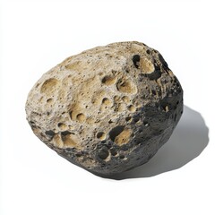 Obraz premium of the asteroid Vesta, with deep impact craters and a rocky, uneven surface on a white background