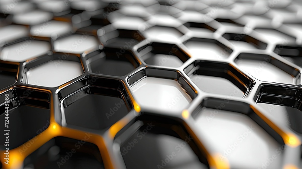 Aufkleber abstract hexagonal pattern black and white design