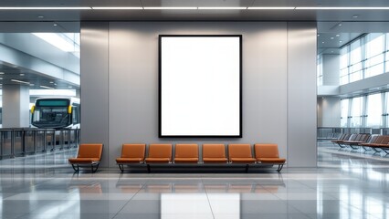 Realistic Billboard Mockup in Metro Station