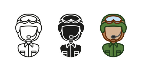 Soldier icon. Military forces character vector illustration. Army uniform symbol. American veteran sign. Patriot avatar. Special forces camouflage occupation. US combat warrior officer silhouette.