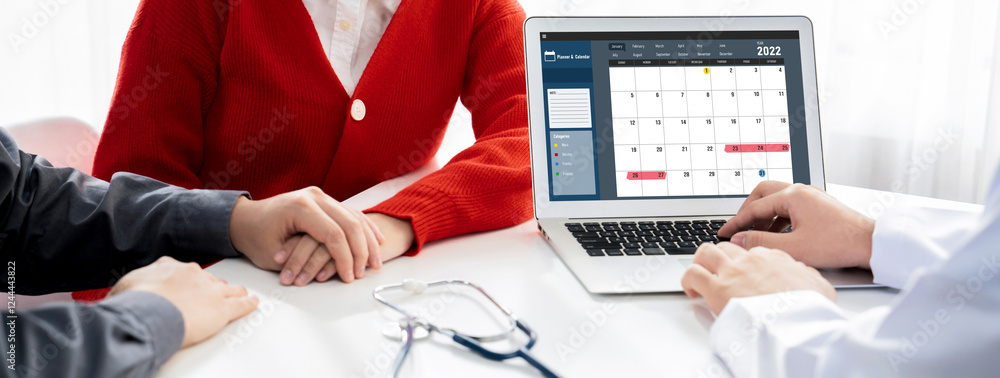 Poster calendar on computer software application for brisk schedule planning for personal organizer and onl