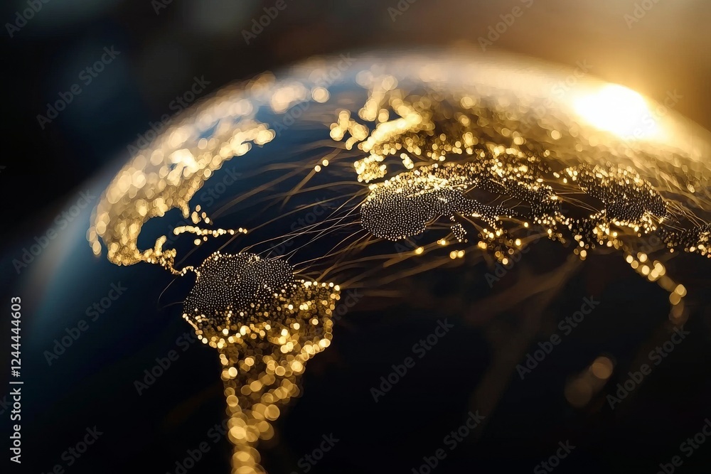 Poster the optimal internet design for global business, featuring a glowing globe with interconnected lines
