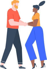 Fototapeta premium Businessman and businesswoman shaking hands, starting a new collaboration, making a deal, greeting each other, or celebrating a successful partnership