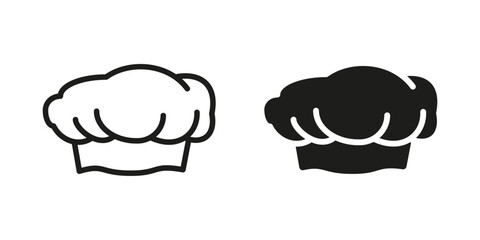 Chefs hat icon. Cook hat vector illustration. Baker cap symbol. Cooker professional uniform pictogram. Culinary or catering sign. Chef hat concept outline, line and black isolated on white background.