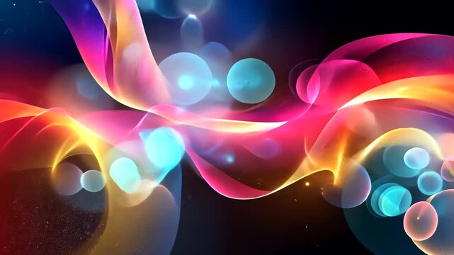 Abstract vibrant waves, bokeh background, digital art, website header