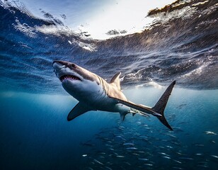 great white shark in the sea