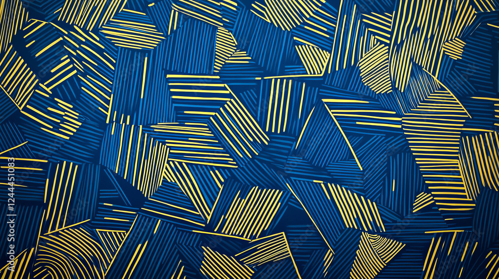 Poster blue geometric memphis shape seamless pattern background of simple line shapes, vector tile. modern 