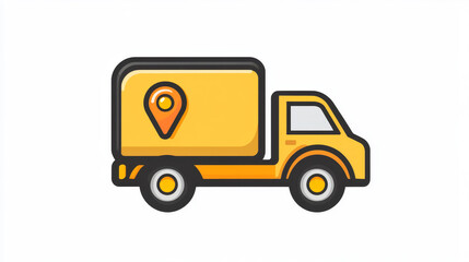 Have move icon. We have moved sign with vector truck and map location pin in speech bubble. New office location or home address change announcement, isolated symbol of business relocation