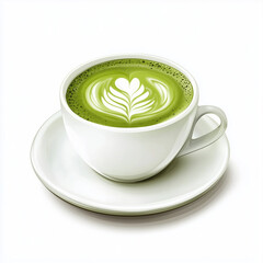 Matcha latte isolated on white background