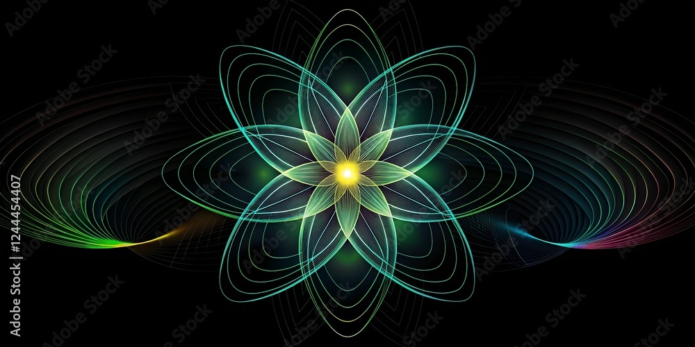 Poster neon flow abstract background with intricate wallpaper line patterns showcasing vibrant colors