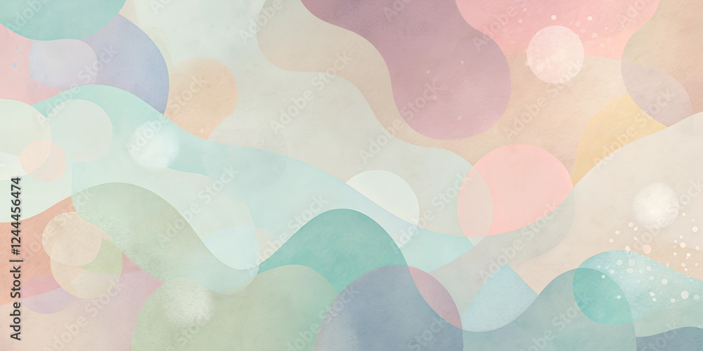 Poster abstract wallpaper featuring a mix of pastel tones and soft shapes creating a calming visual experie