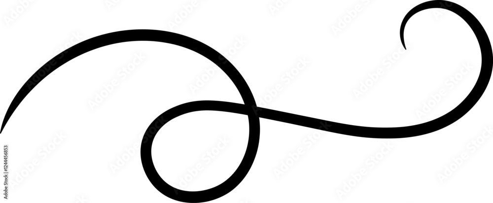 Poster continuous black line forming an elegant flourish, creating a decorative swirl with a bold, dynamic 