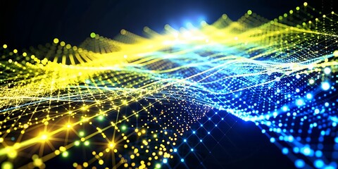 Dynamic algorithmic art composition showcasing neon waves in vibrant colors and intricate patterns