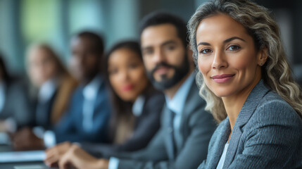Obraz premium group of business professionals brainstorming ideas at a conference table