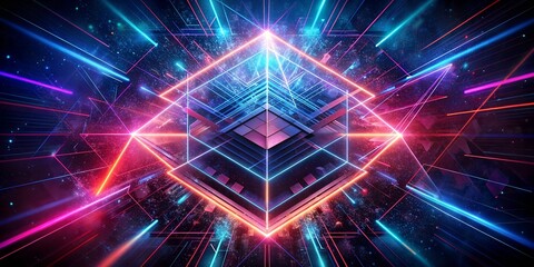 Obraz premium Neon explosion of colors illuminating a geometric composition in a dark environment