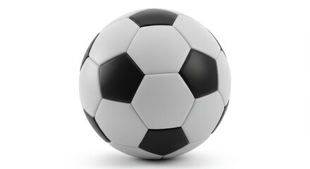 Obraz premium A black and white soccer ball with textured pentagons and hexagons isolated on a white background