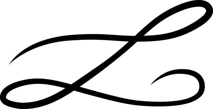 Elegant cursive capital letter l with flourish design is written in a stylish script font with a whimsical and flowing style, adding a touch of elegance and sophistication to any project