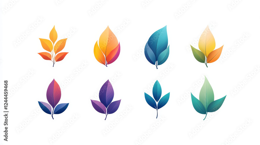 Poster autumnal colorful leaves set isolated on white background, such as idea of logo. vector version also