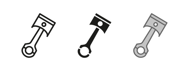 Piston icon. Car piston vector illustration. Vehicle part symbol. Mechanical element sign. Automobile repair service pictogram. Mechanical rotor isolated outline, line, black and colored concept.