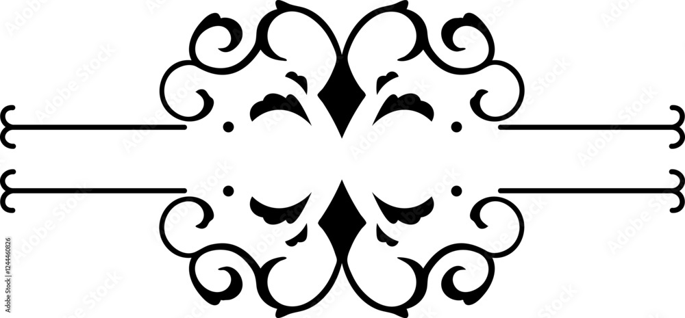 Poster horizontal vintage ornament with swirls, rhombuses and thin lines is creating a decorative frame wit