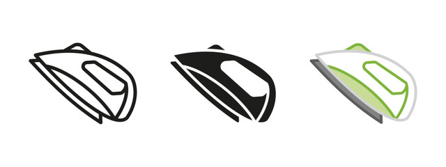 Electric iron icon. Clothes ironing symbol. Laundry housework sign. Electric iron device vector illustration. Domestic appliance pictogram. Ironing household concept isolated.