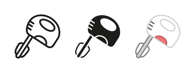 Hand mixer icon. Mixer whisk vector illustration. Electric beater symbol. Stirring device sign. Handle mixer kitchen appliance pictogram. Cooking whipped utensil isolated concept.