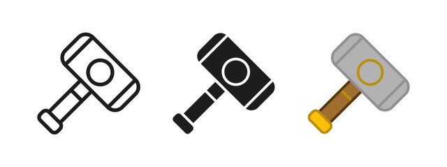 Thor hammer icon. Viking battle hammer vector illustration. Nordic warrior symbol. Scandinavian mythology magic weapon sign. Celtic medieval pictogram. Ancient blacksmith or smith hammer concept.