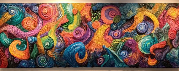Colorful abstract art with swirling vibrant patterns.