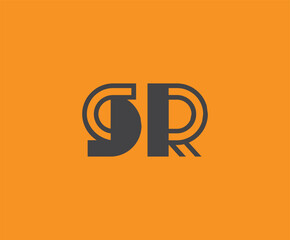 Bold black lettering 'SR' with geometric elements on a vivid orange background, ideal for branding, design, or modern creative projects.