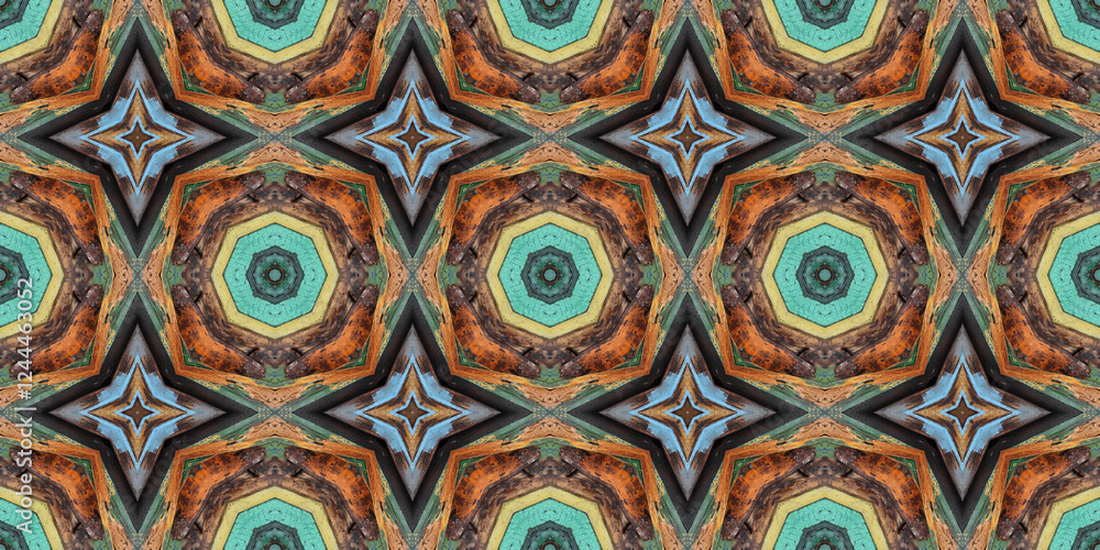 Wall mural Seamless pattern of colored. Colored texture of board and fabric. Mosaic kaleidoscope multicolored.