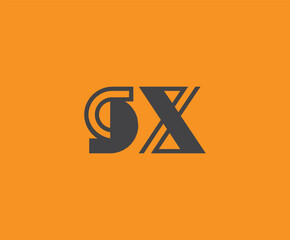 Bold black lettering 'SX' with geometric elements on a vivid orange background, ideal for branding, design, or modern creative projects.