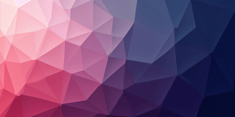 Obraz premium Abstract background featuring a gradient of pink, purple, and blue hues formed by numerous low poly triangles. The colors blend seamlessly, creating a visually appealing and textured effect.
