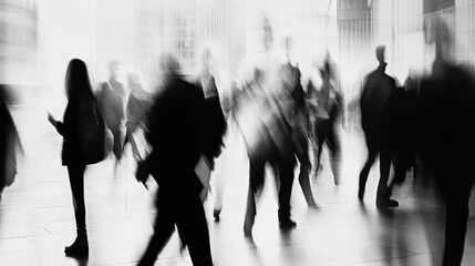 Blurred Photograph of People, Black and White