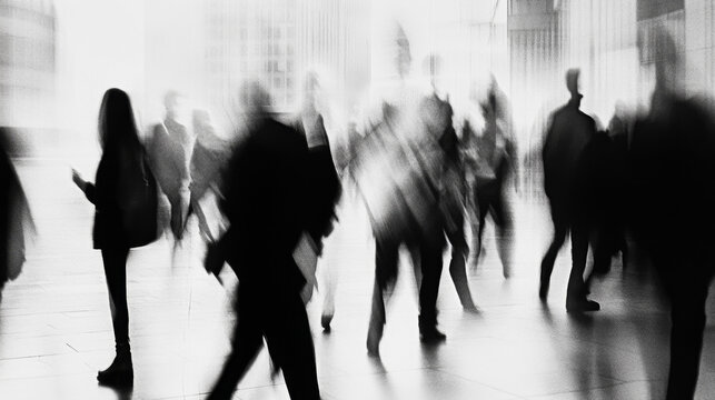 Fototapeta Blurred Photograph of People, Black and White