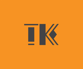 Bold black lettering 'TK' with geometric elements on a vivid orange background, ideal for branding, design, or modern creative projects.