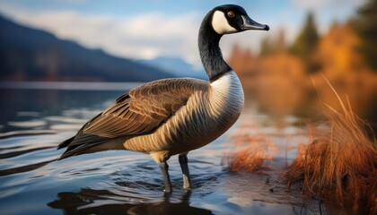 Majestic Canada Goose Gliding Above SnowCovered Torngat Mountains National Park in a Frosty Winter Landscape, Embracing the Tranquil Beauty of Arctic Wilderness.