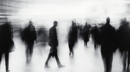 Blurred Photograph of People, Black and White