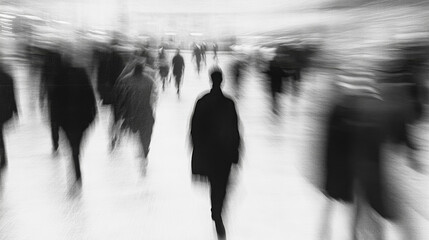 Blurred Photograph of People, Black and White