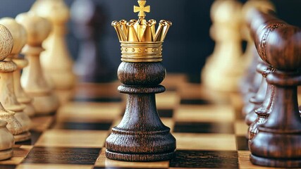 Majestic chess queen dominates the board in strategic precision