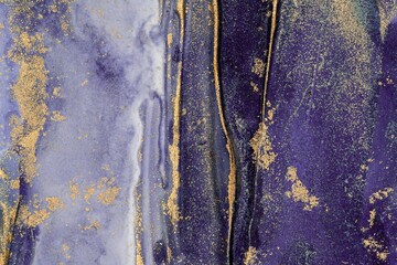 Naklejka premium Original artwork photo of marble ink abstract art. High resolution photograph from exemplary original painting. Abstract painting was painted on HQ paper texture to create smooth marbling pattern.