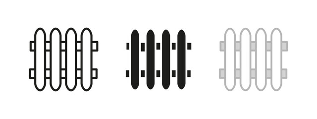 Heating radiator icon. Heating panel vector illustration. Central house heat system. Heater thermostat system. Temperature control sign. Metal wall pipe pictogram. Gas heating concept isolated.