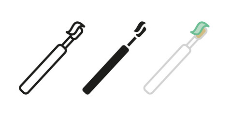 Electric toothbrush icon. Oral hygiene symbol. Teeth care sign. Dental tooth brush pictogram. Electric toothbrush vector illustration. Bathroom morning routine equipment concept isolated outline.