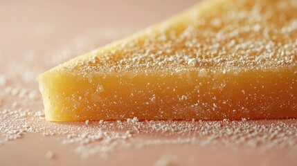 Close-up, powdered-sugar pastry slice, kitchen, cooking