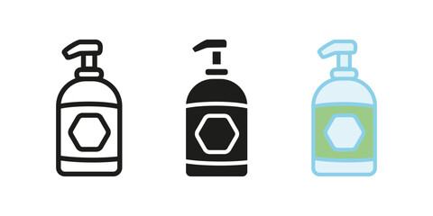 Liquid soap icon. Soap dispenser vector illustration. Hand soap gel bottle symbol. Cleansing antibacterial lotion sign. Household cleanser pictogram. Shampoo cosmetic container isolated concept.